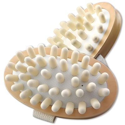 Kootinn 2 Pack Natural Wooden Anti Cellulite Massager Wood Hand-Held Massager Body Brush Muscle Relax Sauna Spa Head Massage Brush