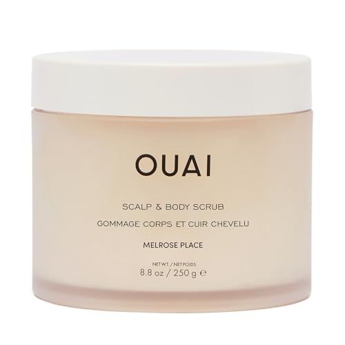 OUAI Scalp &amp; Body Scrub, Melrose Place - Exfoliating Body Scrub with Sugar &amp; Coconut Oil Blend for Smooth, Moisturized Skin - Gentle Scalp Scrub for Removing Product Build Up (8.8 Oz)
