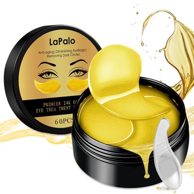 LaPalo 24K Gold Eye Mask (60Pcs) Under Eye Patches for Puffy Eyes &amp; Dark Circles - with Collagen,Glycyrrhiza,Glabra, Natural Plant Ingredients Eye Skin Care Pads