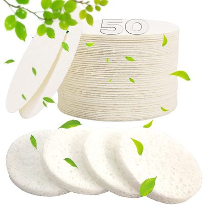 METUUTER 50 PCS Compressed Facial Sponges for Estheticians- 100% Natural Cellulose Face Sponge Professional Cosmetic Spa Sponges for Face Cleansing, Massage, Pore Exfoliating, Mask, Makeup Removal