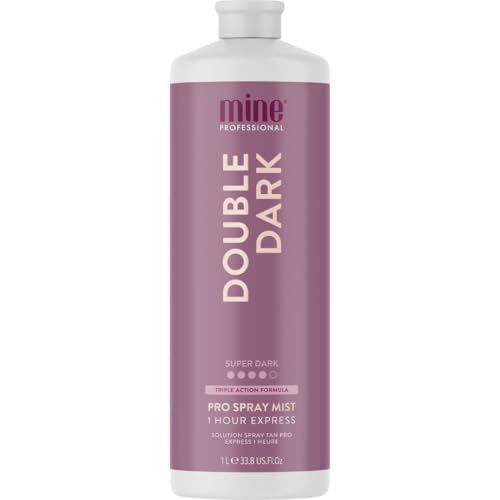 MineTan Spray Tan Solution | Double Dark Sunless Tanning Solution - For Dark Bronzed, Glowing Finish, Fast Drying &amp; Hydrating, Tropical Coconut Scented Salon Professional Formula, Vegan, 33.8 Fl Oz