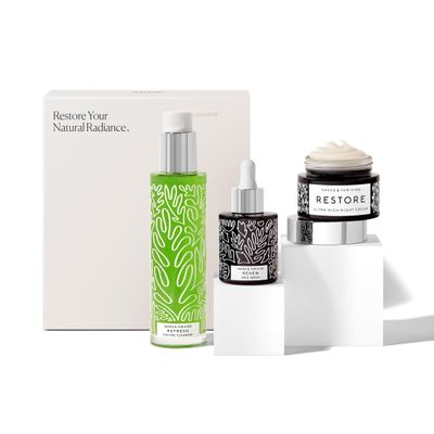 Naked &amp; Thriving The Advanced Renewal Routine | Restore Ultra-Rich Night Cream (50g) + Refresh Gentle Enzyme Cleanser (120ml) + Renew Resurfacing Night Serum (30ml) (Set of 3)