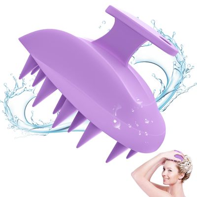 INKERLEE Scalp Massager Shampoo Brush, Silicone Head Massager Scalp Scrubber for Hair Growth, Stress Relax, Dandruff Removal, Wet Dry Hair Scalp Care Scrub Brushes (Signal Violet)