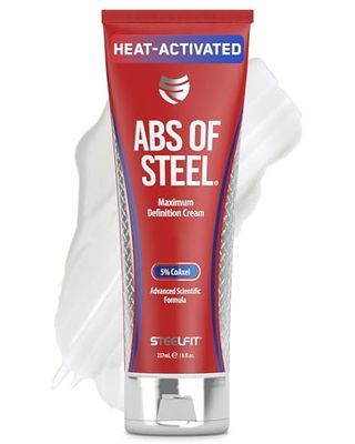SteelFit Abs of Steel | Maximum Definition Skin Firming Lotion | 30-45 Days of Supply | Skin Tightening Cream for Sculpting Abs | L-Carnitine Supplement | Pre &amp; Post Workout for Men &amp; Women