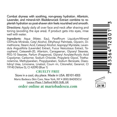Mario Badescu After Shave Hydrating and Soothing Moisturizer for Combination, Dry and Sensitive Skin | Lightweight Moisturizer that Soothes |Formulated with Lavendar &amp; Bladderwrack Extract | 2 fl OZ