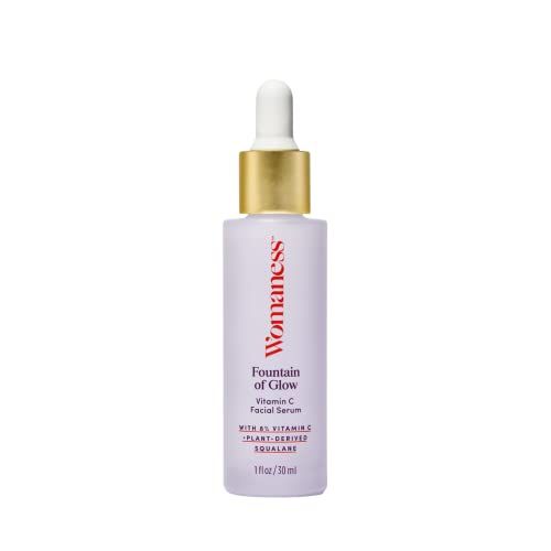 Womaness Fountain of Glow Vitamin C Face Serum - Menopause Support Brightening Serum for Improving Dull &amp; Uneven Skin Tone - Super Antioxidant Serum of 8% Vitamin C + Plant Derived Squalane Oil (30ml)