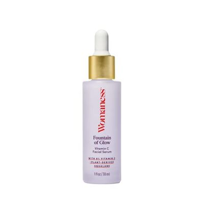 Womaness Fountain of Glow Vitamin C Face Serum - Menopause Support Brightening Serum for Improving Dull &amp; Uneven Skin Tone - Super Antioxidant Serum of 8% Vitamin C + Plant Derived Squalane Oil (30ml)