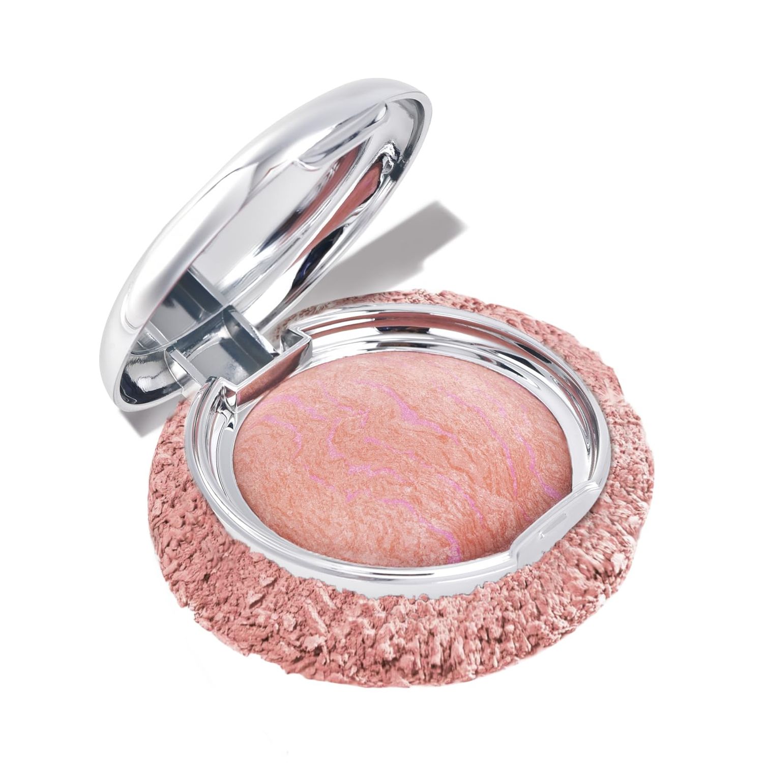 POPCODE Baked Blush Marbleized Powder Blush for Cheeks, Creamy Lightweight Natural Finish, Infused with Vitamin E, Vegan &amp; Cruelty Free, Talc Free - #002 CREAM ROSES