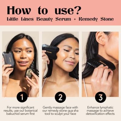 Little Lines Beauty Remedy Stone Bian Gua Sha for Skin Care, Facial Massage Tool for Face Sculpting &amp; Lymphatic Drainage, Jawline Shaper, Scalp Massager, Reduce Double Chin, Wrinkles &amp; Puffiness