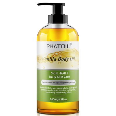 PHATOIL Vanilla Body Oil 260ML, Premium Body Oil for Moisturizing Skin, Long-Lasting Fragrance Vanilla Body Oil Massage Oil for All Skin Types - 8.8 FL.OZ