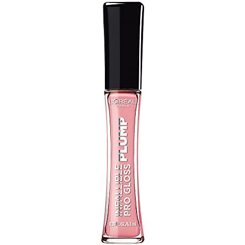 L&#39;Oreal Paris Infallible Pro Gloss Plump Lip Gloss with Hyaluronic Acid, Long Lasting Plumping Shine, Lips Look Instantly Fuller and More Plump, Flush, 0.21 fl. oz.