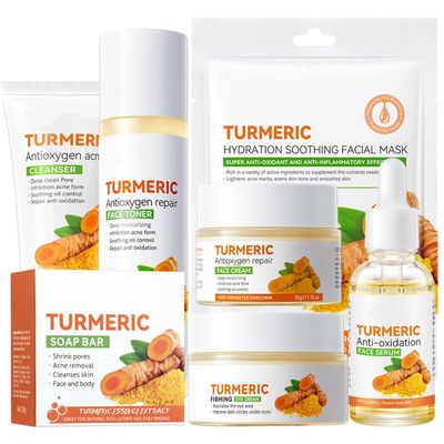Turmeric Skin Care Set, 11 Pcs Turmeric Skin Care Kit, Skincare Set with Turmeric Face Wash, Turmeric Soap, Toner, Face Serum &amp; Face Cream, Eye Cream, Mask, Facial Kits for Women Mens
