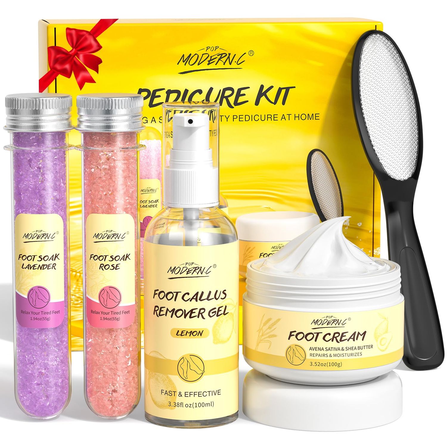 Pedicure Kit For Feet 5pcs Foot Spa Set For Christmas Birthday Valentine&#39;s Mother&#39;s Day Women Wife Girlfriend Gift Rose Lavender Foot Soak Salt Foot Callus Remover Gel Foot Rasp Foot Cream Foot Care