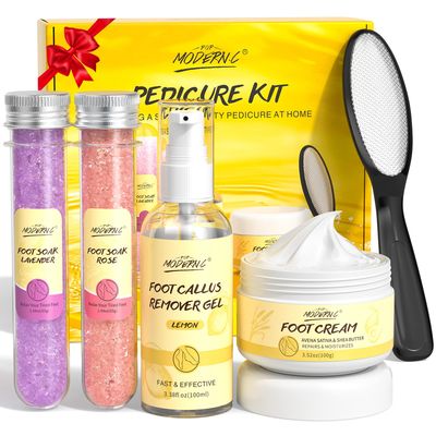 Pedicure Kit For Feet 5pcs Foot Spa Set For Christmas Birthday Valentine&#39;s Mother&#39;s Day Women Wife Girlfriend Gift Rose Lavender Foot Soak Salt Foot Callus Remover Gel Foot Rasp Foot Cream Foot Care