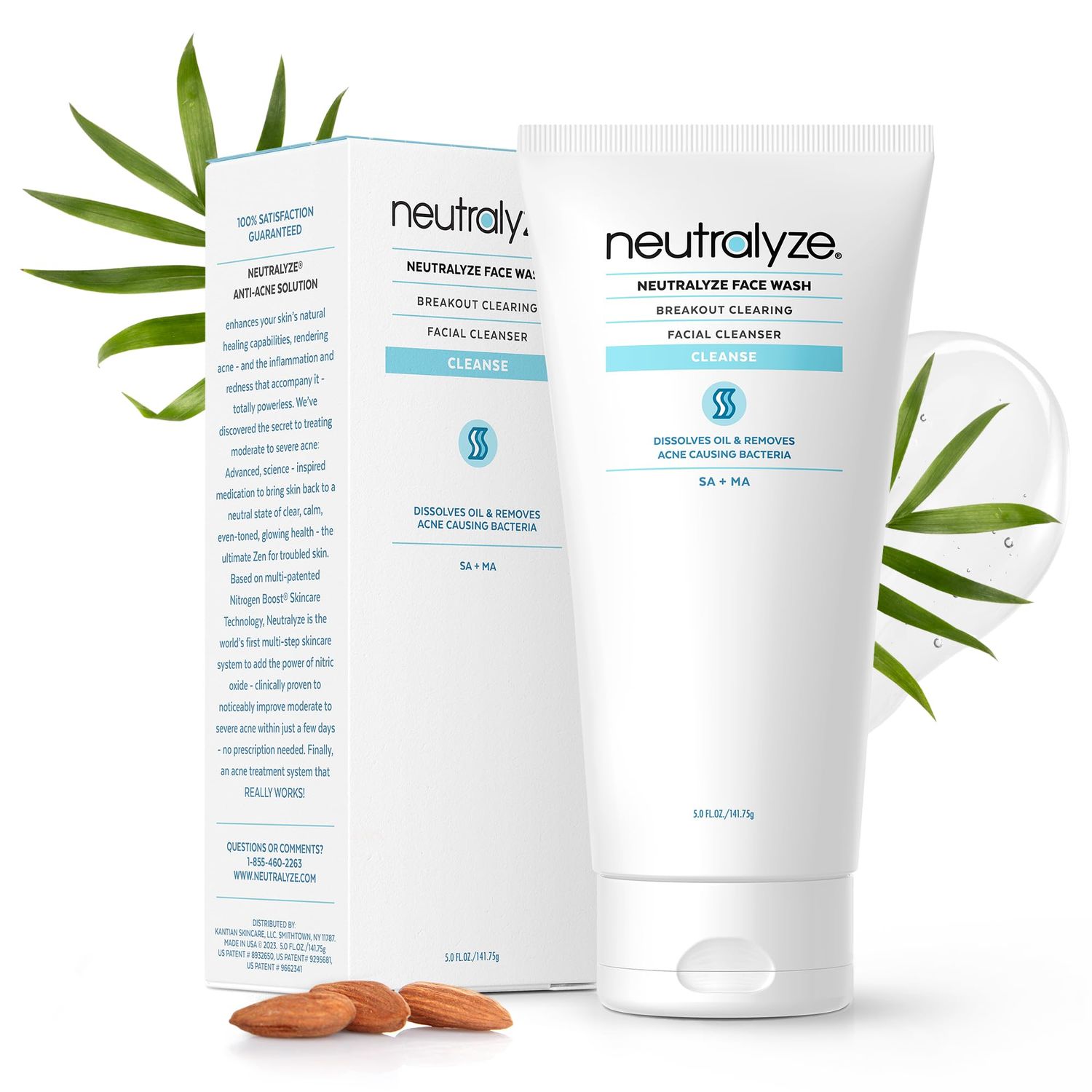 Neutralyze Moderate to Severe Acne Face Wash - Maximum Strength 2% Salicylic Acid &amp; 2% Mandelic Acid Cleanser, Medical Grade Face Wash for Acne Prone Skin (90+ Day)