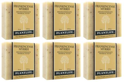 Plantlife Frankincense Myrrh 6-Pack Bar Soap - Moisturizing and Soothing Soap for Your Skin - Hand Crafted Using Plant-Based Ingredients - Made in California 4oz Bar