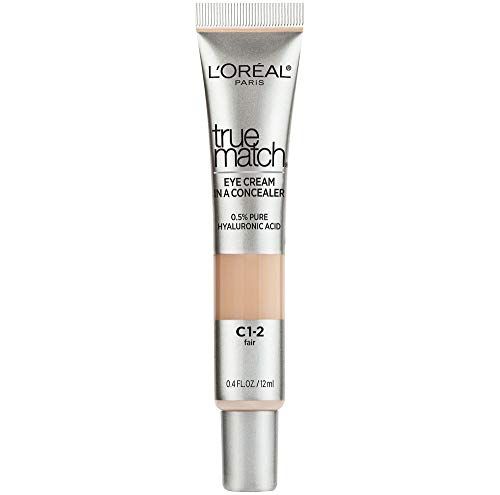 LOral Paris True Match Eye Cream in a Concealer, 0.5% hyaluronic acid, Fair C1-2, 0.4 fl. oz.