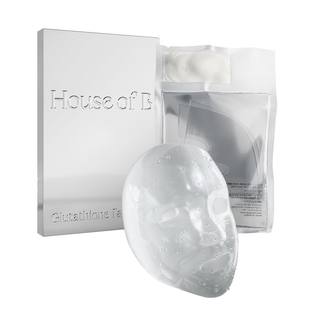 House of B Glow Glutathione 2-Step Face Film Set for Wrinkle Reduction &amp; Skin Tone Enhancement, Shine Your Light with 3 Counts Korean Mask