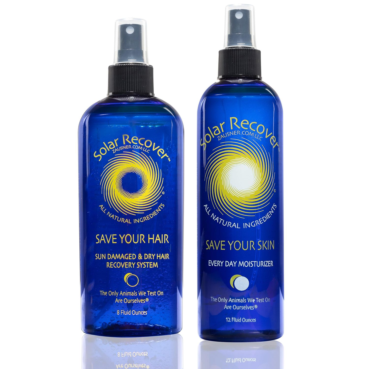 Solar Recover After Sun Moisturizing Spray + Hair Detangler Combo - 12oz Hydrating Facial and Body Mist for Sunburn Relief + 8oz All Natural Leave-In Conditioner
