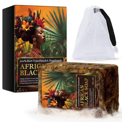 Mariayu African Black Soap, Black African Soap, Cleanses and Nourishes the Skin to Boost Collagen Production, Hydrate and Balance Oily Skin 3.52 oz
