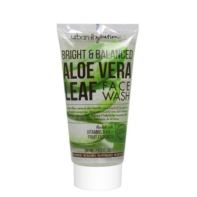 Urban Hydration Bright &amp; Balanced Aloe Vera Leaf Face Wash | Gentle, Hydrates, Detoxes, Fights Acne, Anti-Aging Benefits For All Skin Types, Leaves Skin Moisturized and Smooth | 6 Fl Ounce