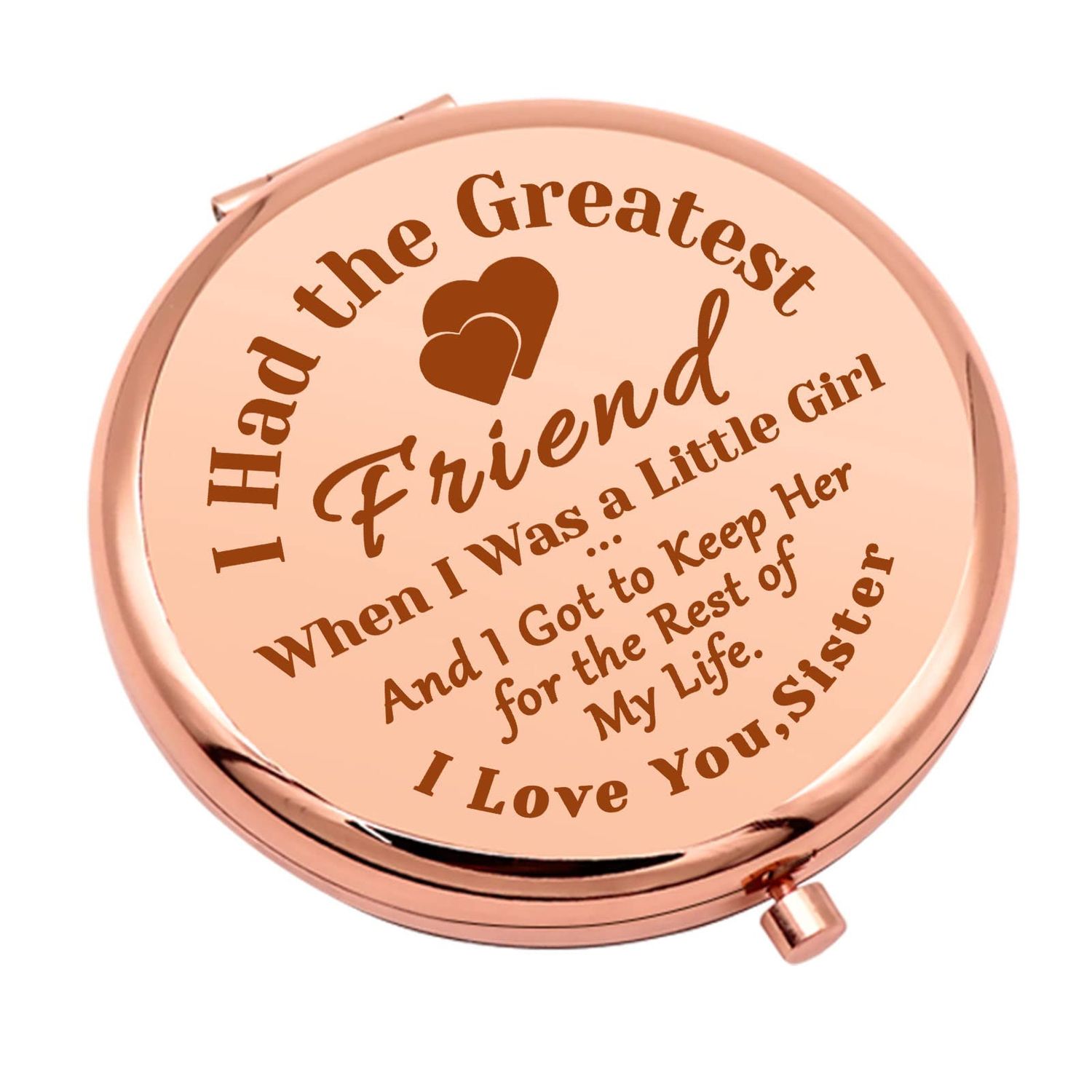 Sister Birthday Gift Ideas Compact Makeup Mirror Sister Gifts from Sisters Friendship Gift Soul Sister Appreciation Gifts Folding Pocket Mirror for Her Birthday Christmas Graduation Gifts