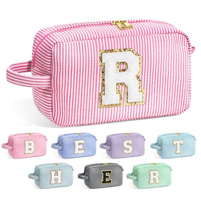 YOOLIFE Gifts for Women - Birthday Gifts for Women Girlfriend Wife Mom Sister Her Best Friend Female Daughter, Gifts Idea, Personalized Monogram Initial Pink Cute Makeup Bag for Women R