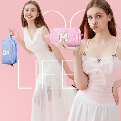 YOOLIFE Gifts for Women - Birthday Gifts for Women Girlfriend Wife Mom Sister Her Best Friend Female Daughter, Gifts Idea, Personalized Monogram Initial Pink Cute Makeup Bag for Women R