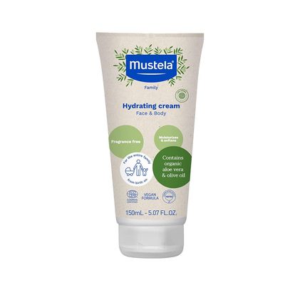 Mustela Certified Organic Hydrating Cream - Natural Body Lotion w/ Olive Oil, Aloe Vera &amp; Sunflower Oil - For Baby, Kid &amp; Adult - Fragrance Free, EWG Verified &amp; Vegan - 5.07 oz. - Packaging may vary