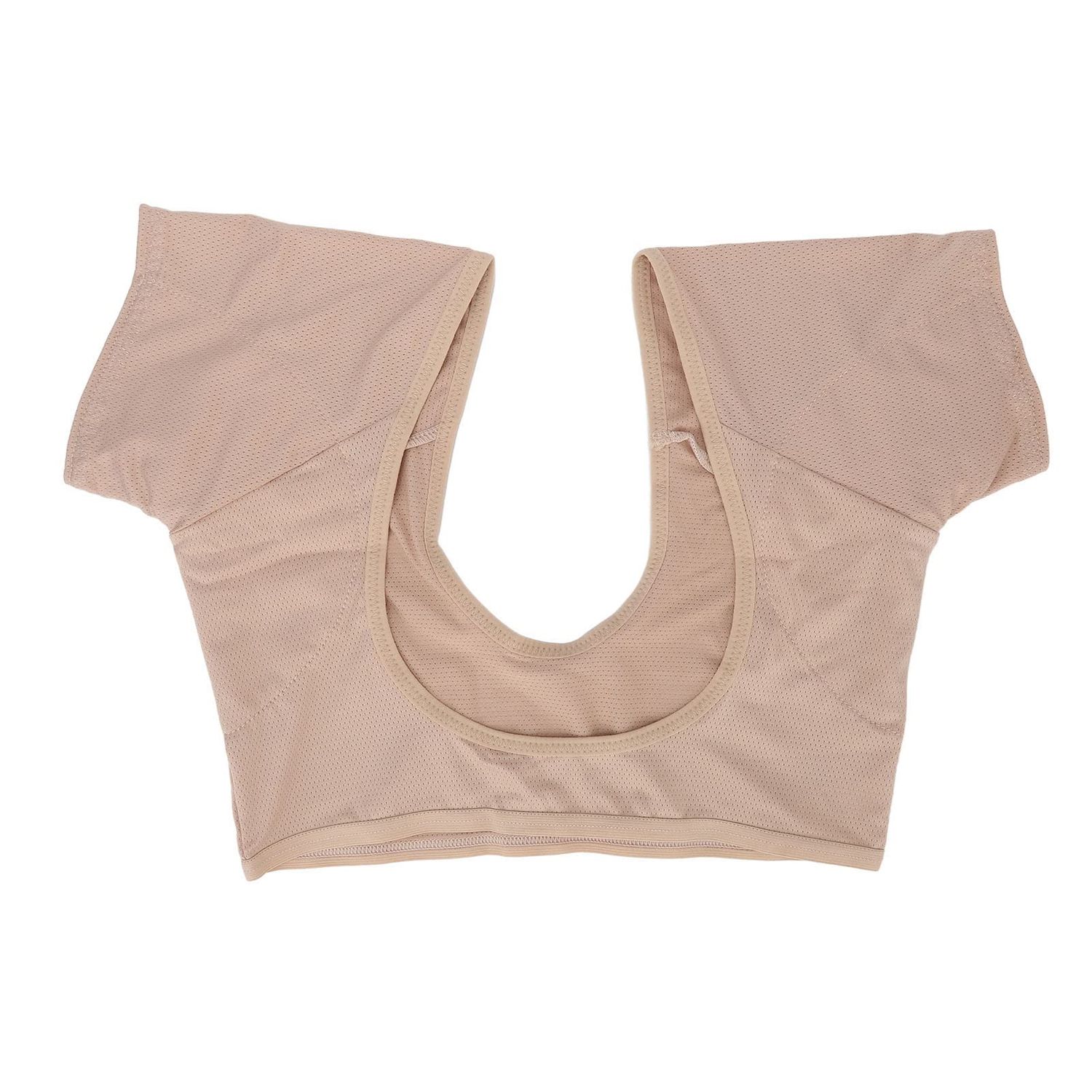 Underarm Sweat Pads Sweat Guard Underwear Sweat Vest Short Sleeve Reusable Armpit Sweat Pads for Women Girls Skin Color (XL)