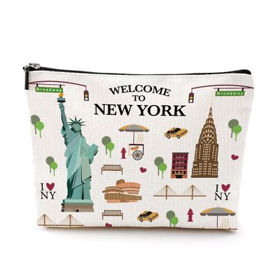 New York Gifts New York Makeup Bag Cosmetic Bag New York Souvenirs Funny New York Travel Gifts Birthday Bachelorette Party Friendship Gifts for New York Lovers Women Girl Friend Bride Sister Christmas