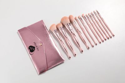 Pink Makeup Brushes, Avvalin by Lady of Eshgh | 12pc Full Face Professional Makeup Brush Set with Travel Bag | Cruelty Free, Natural Hair-Like Make Up Brushes