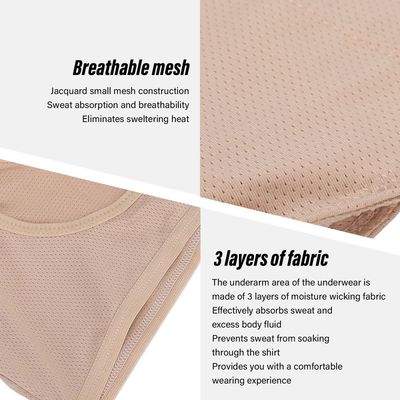 Underarm Sweat Pads Sweat Guard Underwear Sweat Vest Short Sleeve Reusable Armpit Sweat Pads for Women Girls Skin Color (XL)