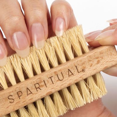 SPARITUAL Toe &amp; Finger Nail Brush | Made with Sisal Hemp Bristles and FSC Certified Beechwood for Cleaning fingernails and toenails | Double sided nail scrubber with two specific bristle lengths