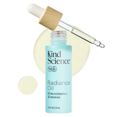 Kind Science by Ellen DeGeneres Radiance Face Oil - Hydrating with Vitamin E, C &amp; A, Bakuchiol, Jojoba &amp; Moringa Oil - Anti Aging to Give Skin a Fresh, Dewy Look - Vegan, Paraben Free, 0.5 fl oz