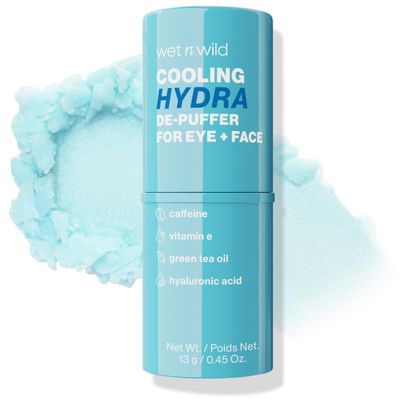 wet n wild Cooling Hydra De-Puffer, Soothing Face Makeup Primer Stick with Vitamin E &amp; Caffeine, Instant Skin Refreshments for All Skin Types and Complexions, Vegan &amp; Cruelty-Free