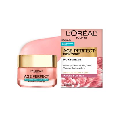 LOral Paris Age Perfect Rosy Tone Anti-Aging Face Moisturizer, Renew &amp; Revive Healthy Tone, Fragrance Free, 1.7 oz