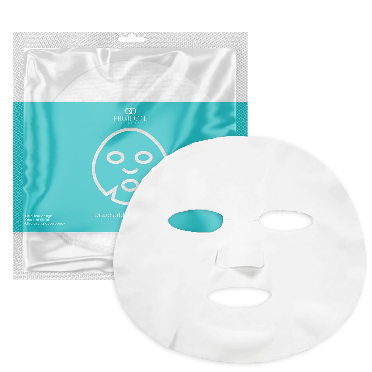Project E Beauty 100pcs Disposable DIY Non-Woven Face Mask Paper Pre-Cut Facial Paper | For Home &amp; Spa Salon Use | Cosmetic Facial Paper for Toner, Serum, or Lotion (100, Face Mask Shaped)
