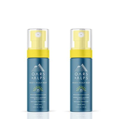 Oars + Alps Face and Scalp Mist SPF 35 Sunscreen, Protects from Blue Light, Summer Splash Scent, Water and Sweat Resistant, 1.5 Fl Oz, 2 Pack