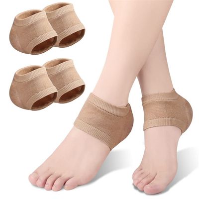 Moisturizing Heel Socks, 2 Pairs Soft Gel Lined Heel Socks for Dry Rough Cracked Feet, Gel Heel Repair Socks Overnight Moisturizing Spa Socks for Softening and Repairing Chapped Feet Skin Care (Skin)