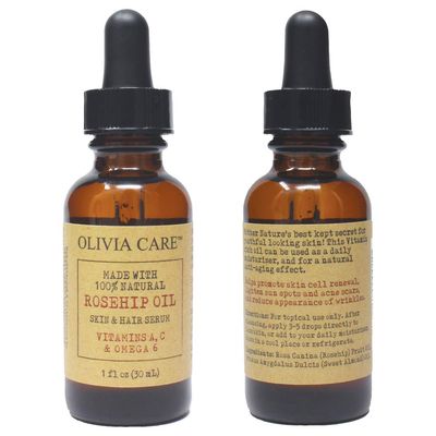 Olivia Care Rosehip Seed Oil Serum Natural Moisturizer for Face, Body &amp; Skin with Vitamins E, C, A &amp; Omega 6, Perfect for Treating Wrinkles, Acne Scars, Sun Spots, Dark Circles &amp; Anti-Aging - 1 OZ