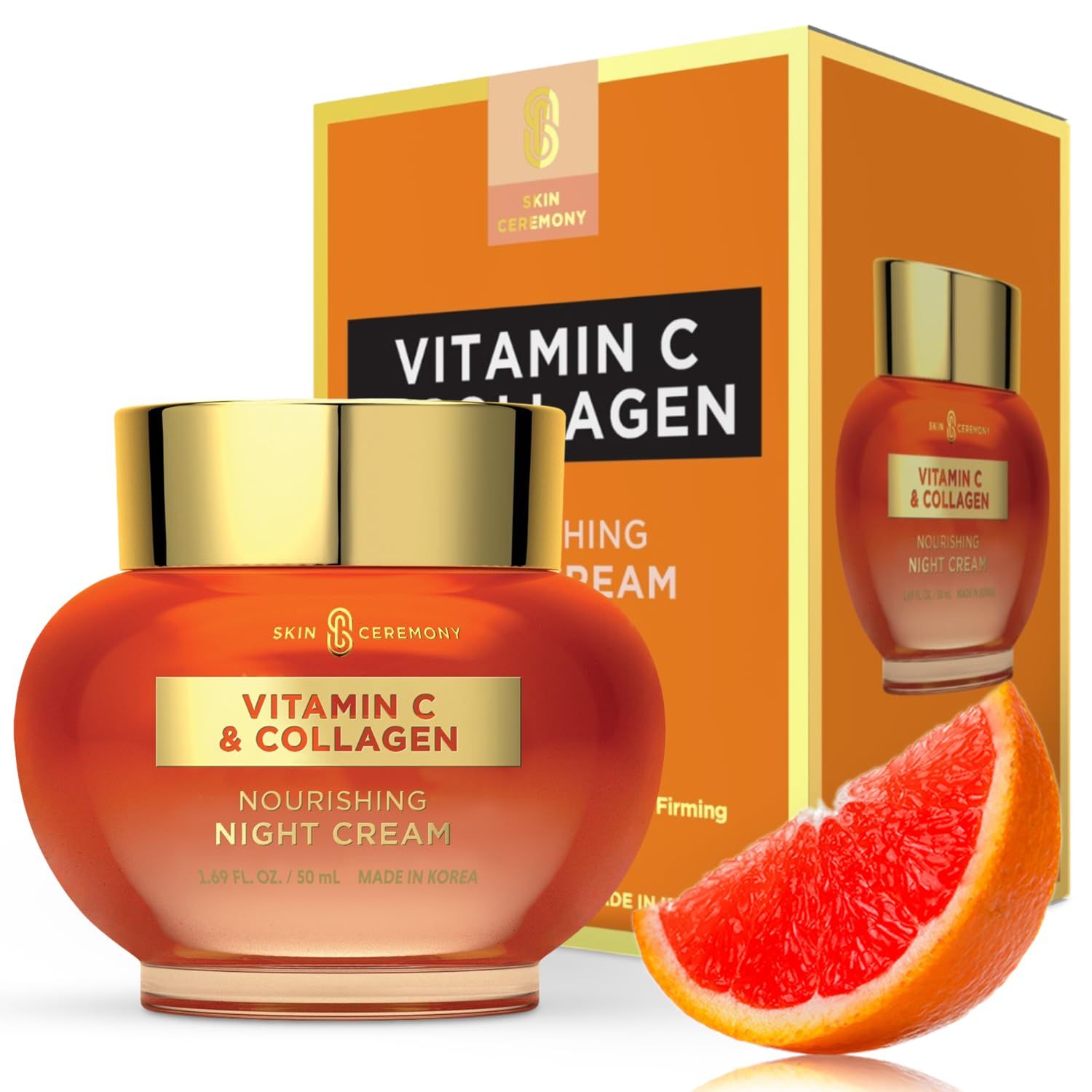 Skin Ceremony Vitamin C &amp; Collagen Face Moisturizer - Anti-Aging, Skin Tightening, Reduces Wrinkles - Dermatologist Tested, Cruelty-Free Korean Skin Care for All Skin Types - 1.69 Fl. Oz