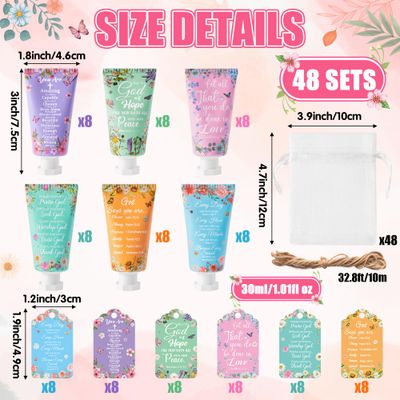 Y1tvei Christian Hand Cream Bulk Christmas Gifts for Women, 30ml Bible Verse Hand Lotion Scripture Travel Hand Lotion Gift Set for Mom Grandma Baby Shower Bridal Shower Favors (48 Sets, Verse Style)