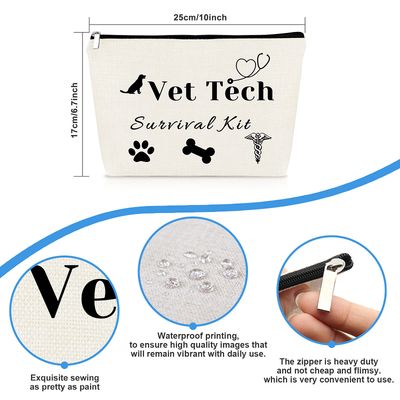 Veterinarian Gift Vet Techs Cosmetic Bag Gift Veterinary Technician Gift Makeup Bag Pouch Thank You Gift Christmas Birthday Gift for Doctor Veterinarian Vet Tech Veterinary Medicine Graduation Gift