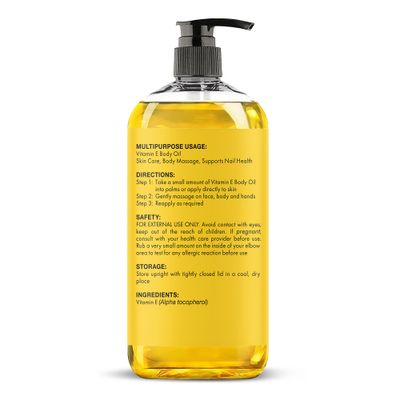 MAJESTIC PURE Vitamin E Oil - 100% Pure &amp; Natural, 20,000 IU | Premium Grade, Cold-Pressed and Tocopherol to Repair Dry, Damaged Skin| Moisturizing Skin, Hair and Scalp 8 Fl Oz