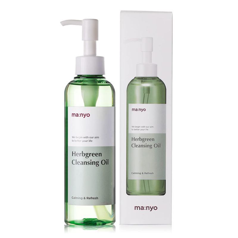 ma:nyo Herb Green Cleansing Oil 6.7 fl oz (200ml) Korean Facial Cleanser, Daily Makeup Remover for Women, Effective Cleansing Without Clogging Pores, with Artemisa, Tea Tree