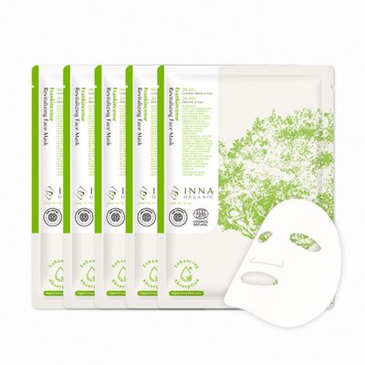 INNA ORGANIC FRANKINCENSE REVITALIZING FACE MASK, Revitalizing, Nourish aging skin, Smoothing, Luxury Clean Beauty, Home SPA, Maskne Care, Certified Natural, 0.8 fl.oz, Pack of 5
