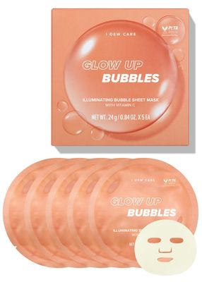 I DEW CARE Sheet Mask Pack - Glow Up Bubbles | Bubble Facial Mask, with Vitamin and Niacinamide, Daily Skin Care, Brightening, Illuminating, Detox, Moisturizing, Hydrating Face Mask (5 EA)