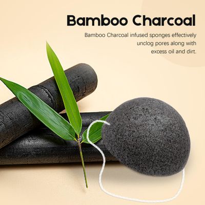 Konjac Organic Cleansing Exfoliating Facial Sponges Set Natural Activated Charcoal Konjac Face Scrubbers Sponge for Exfoliator Skincare Makeup Remover Body Washing for Oily Dry Sensitive Skin