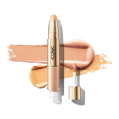 ICONIC LONDON Radiant Concealer &amp; Brightening Duo | Creamy Liquid + Brightening Crayon Dual Ended Concealer, Cruelty Free, Vegan Makeup (Cool Light) 0.08 oz